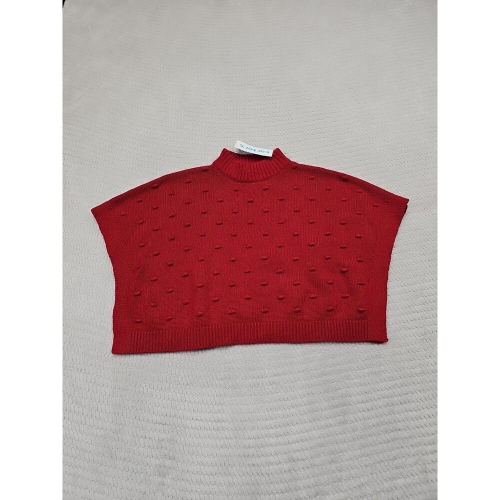 Carters Poncho Sweater Girls 3T Swiss Dot Red Christmas Holiday New